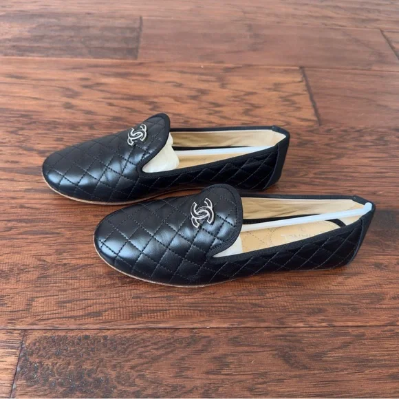 Chanel Black Leather Loafers Moccasins - Picture 6 of 12